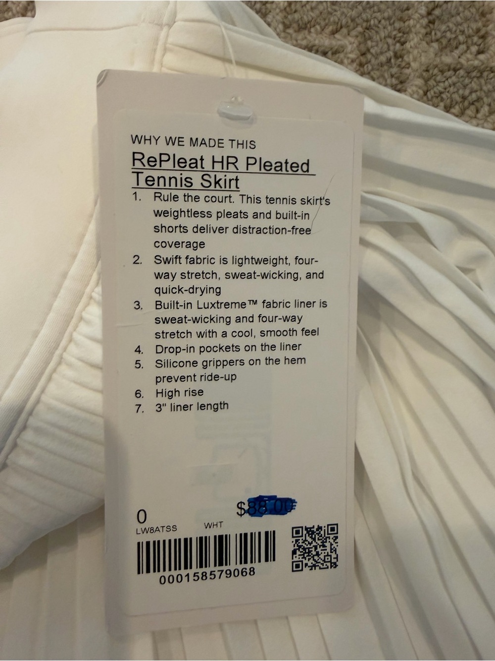Lululemon RePleat High-Rise White Pleated Tennis Skirt - Picture 11 of 11